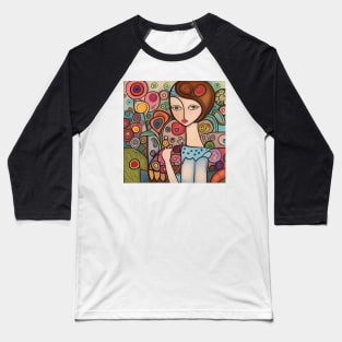 Woman with flowers Baseball T-Shirt